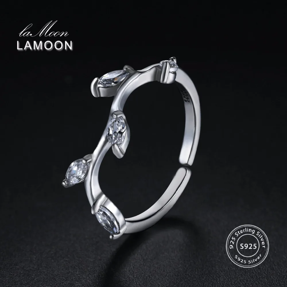 LAMOON Olive Branch Design 925-Sterling-Silver Adjustable Rings S925 Fine Jewelry for Women Girls Gift Anti Allergy LMRY039