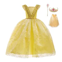 Платья для девочек; платье принцессы Белль; одежда на год; костюм оперы на День рождения; детская одежда для сцены и Фэнтези; Рождественская одежда; Tut