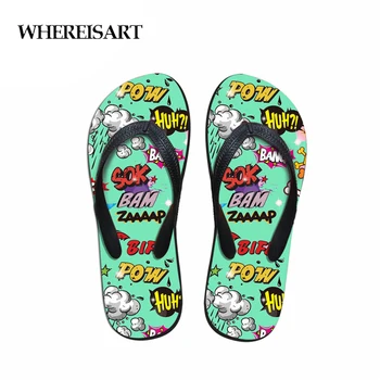 

WHEREISART Cool Graffiti Design Male Summer Beach Flip-flops Teenager Boys Personality Slippers Casual Flat Sandals Men Shoes