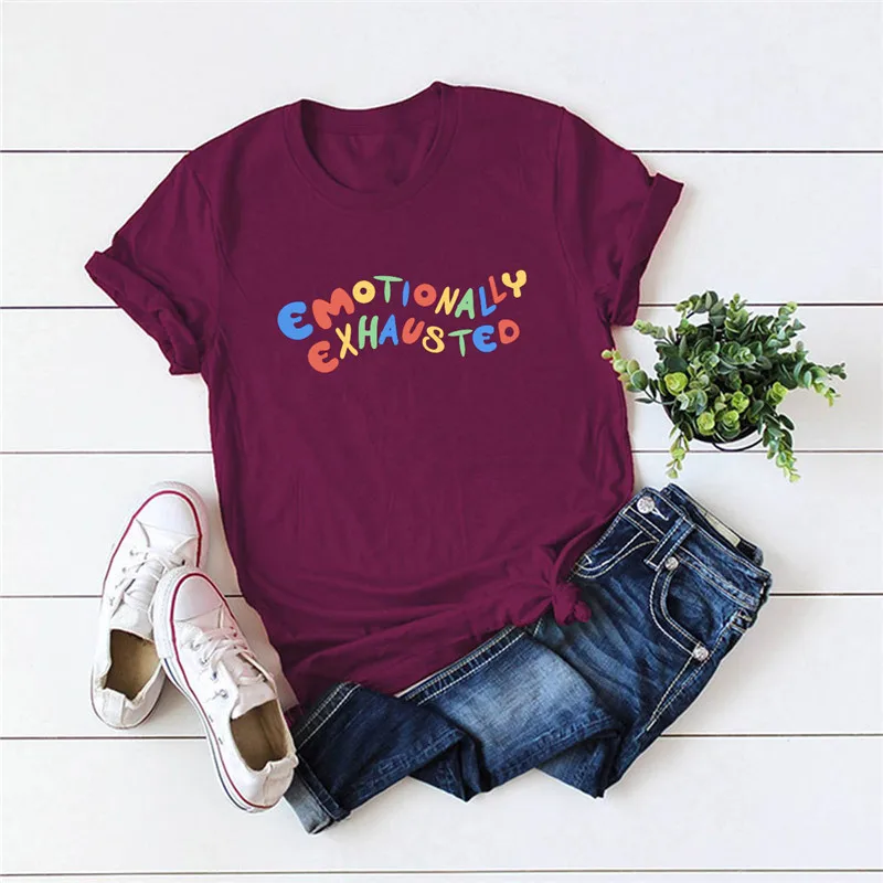 

Plus Size S-5XL New Colourful Letter Print T Shirt Women Shirts 100%Cotton O Neck Short Sleeve Summer T-Shirt Tops Casual Tshirt