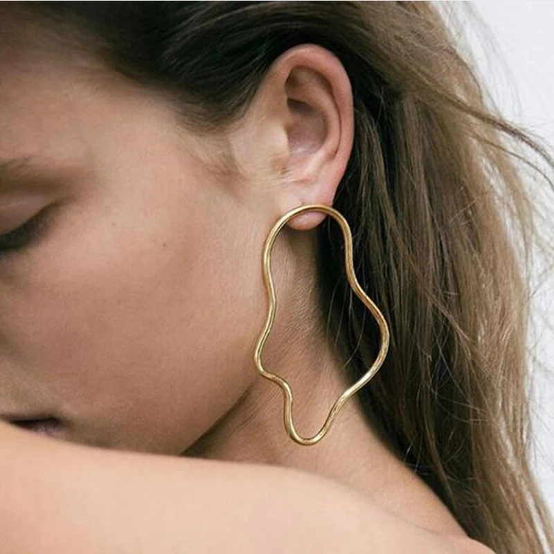 

Tocona 2pcs Boho Wave Stud Earrings for Women Accessories Gold Stud Earrings Geometric Exaggerated Fashion Earrings Brincos 5015