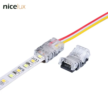

10pcs 3pin way 10mm Quick Connector for 5050 Non-waterproof Dual Color LED Strip to Wire Cable Connection Conductor Terminals