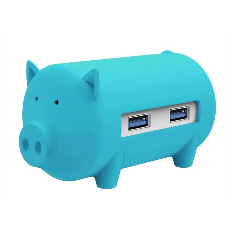Blue Новое обновление портативной формы свиньи USB3.0 до USB3.0* 3/TF/SD концентратор - Цвет: Blue