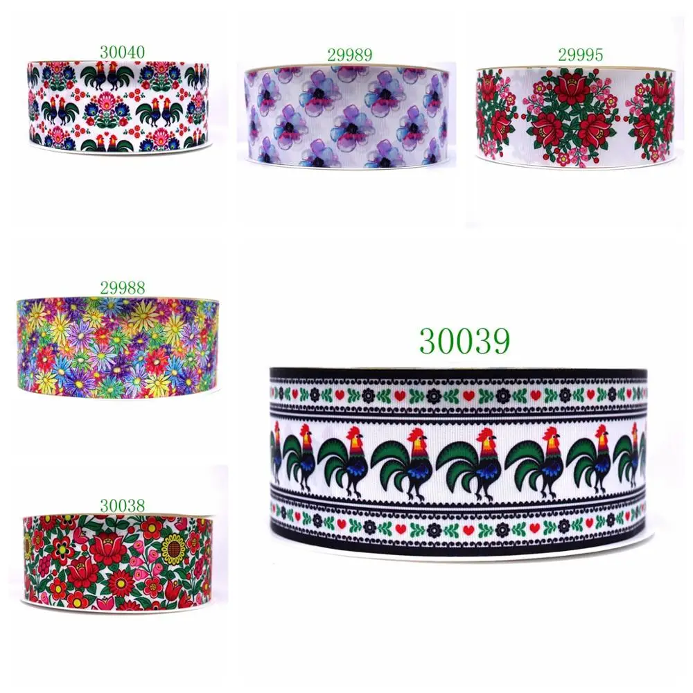 

Free shipping 50 yard flower printed grosgrain ribbon 30040