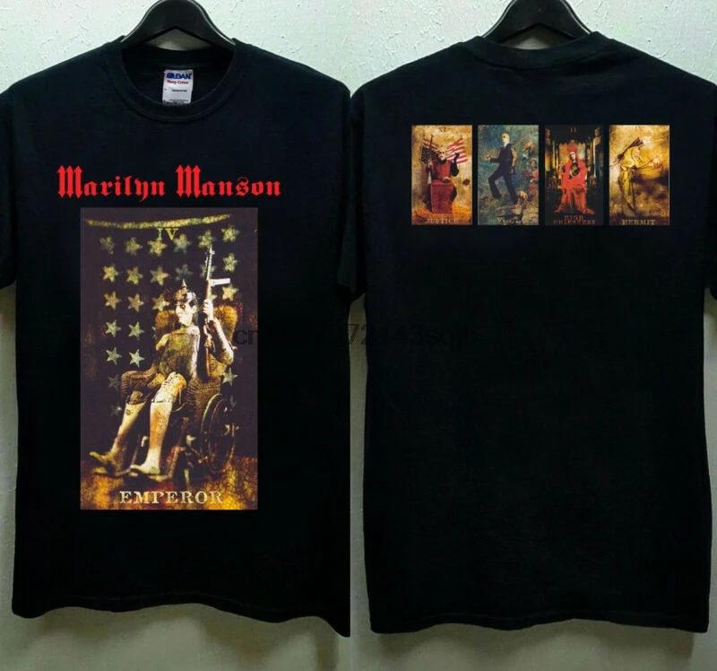 Редкая! Marilyn manson card tarrot emperor Винтажная Футболка с принтом Новинка # | Мужская одежда
