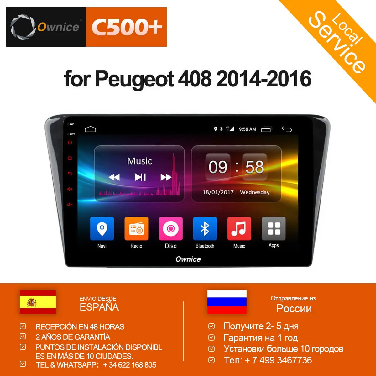 

Ownice C500+ G10 10.1" Octa Core Android 8.1 Car dvd stereo for Peugeot 408 radio player with 2G RAM GPS Support Car Play 4G LTE