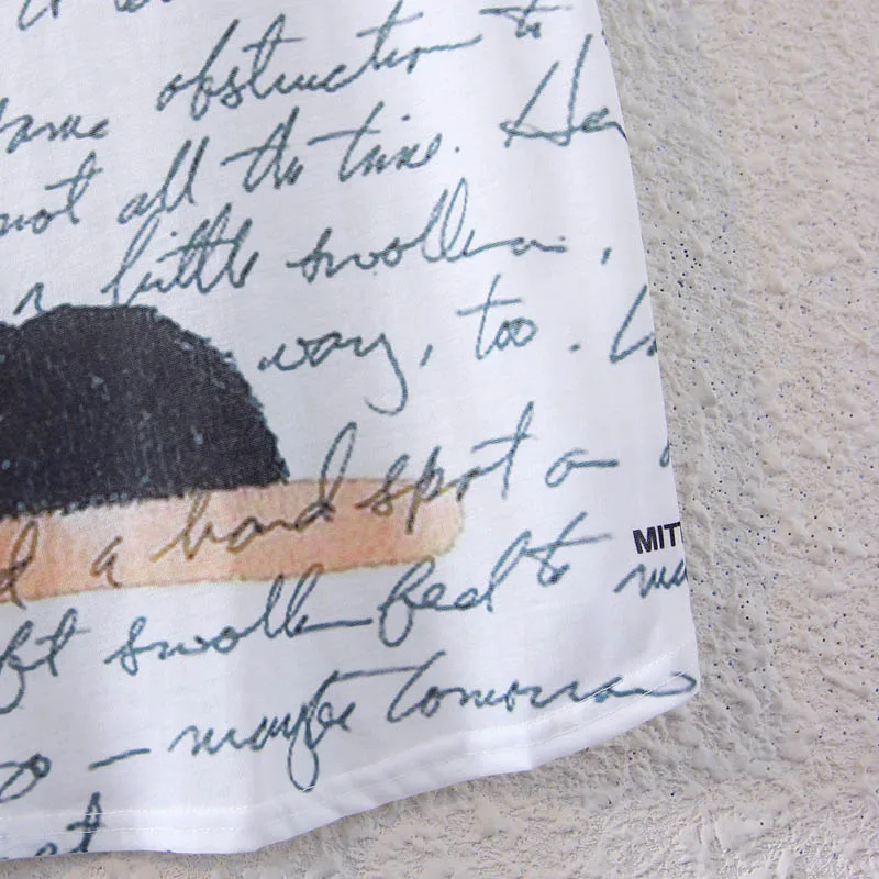 KaiTingu 2016 Brand New Version Fashion Summer Harajuku Short Sleeve Women T Shirt Tops Letter Cat Print T-shirt White Cloth