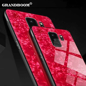 

10pcs Tempered Glass Bling Conch Shell Case For Samsung Galaxy S9 8 Plus Note 8 Soft TPU Silicone Frame Hard Back Luxury Cover