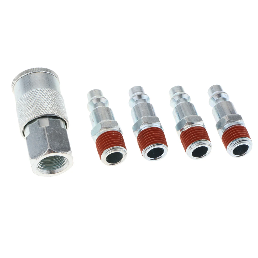 5 Pieces Air Line Hose Compressor Fitting Connectors Quick Release 1/4'' NPT