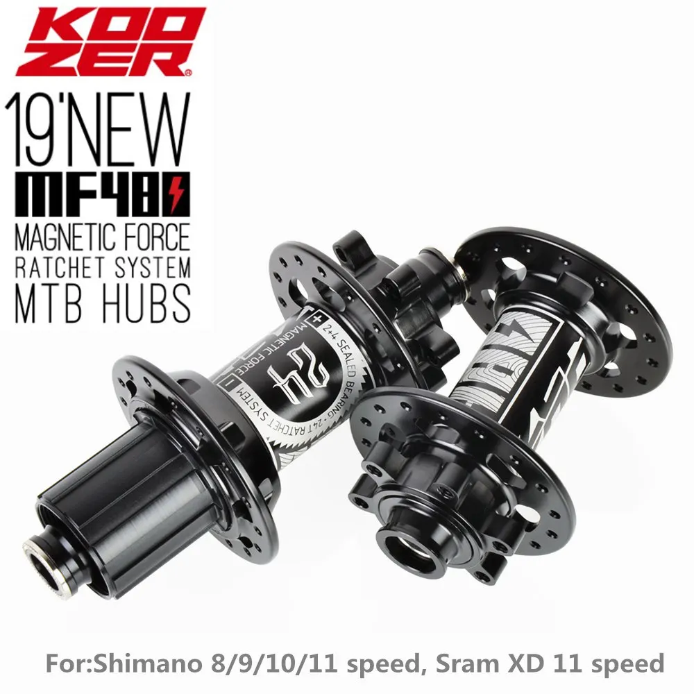 

KOOZER New MF480 Front Rear Hub Set 2/4 Bearings 24T Ratchet 32 Holes Quick Release Thru Axle Mountain Bike hubs For Shimano XD