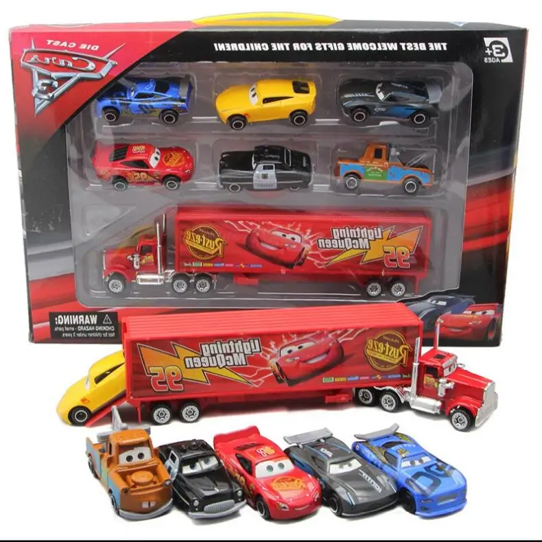 Новая 7 шт./компл. Disney Pixar машина 3 Lightning McQueen Jackson Storm Mater Mack Uncle Truck 1:55 литой