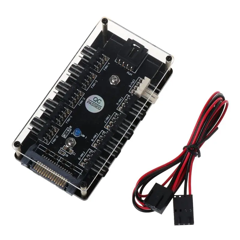 

Chassis Fan Hub 10 Port 12 V SATA to Fan-Header with 4 Pin PWM Controller Efficient Adhesive CPU Computer Cooling System