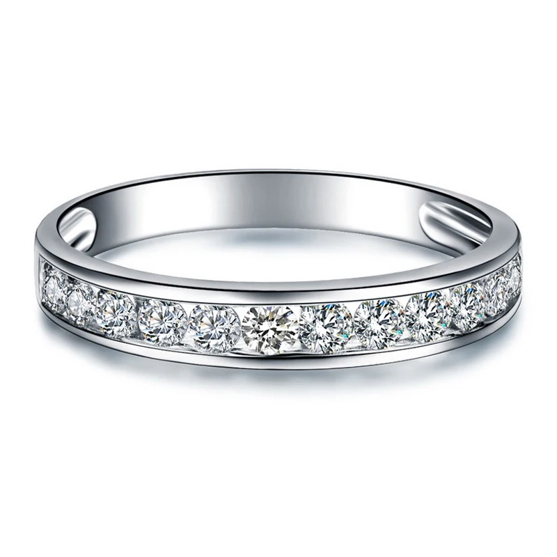 Обручальное кольцо ANI из белого золота 18 К(AU750), натуральное сертифицированное I-J/SI 0,41 карат, обручальное кольцо с круглой огранкой и бриллиантами для влюбленных