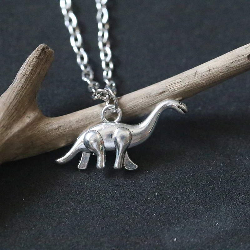 

Double Sided Dinosaur Pendant Necklace Vintage Antique Silver Handmade Necklaces Fashion Jewelry For Women Holiday gift