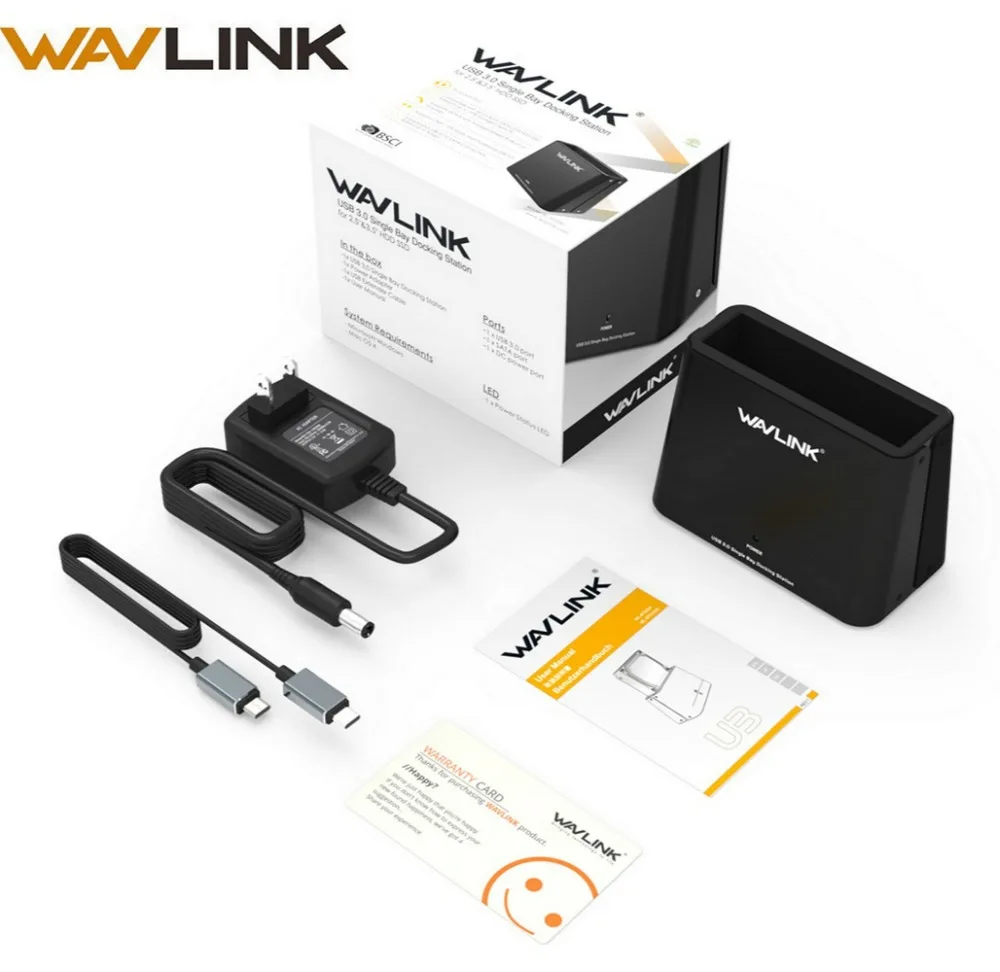 

Wavlink Type C to SATA hdd enclosure 2.5 /3.5 USB 3.1 External Hard Drive Single Bay Docking Station HDD SSD Support UASP & 6TB