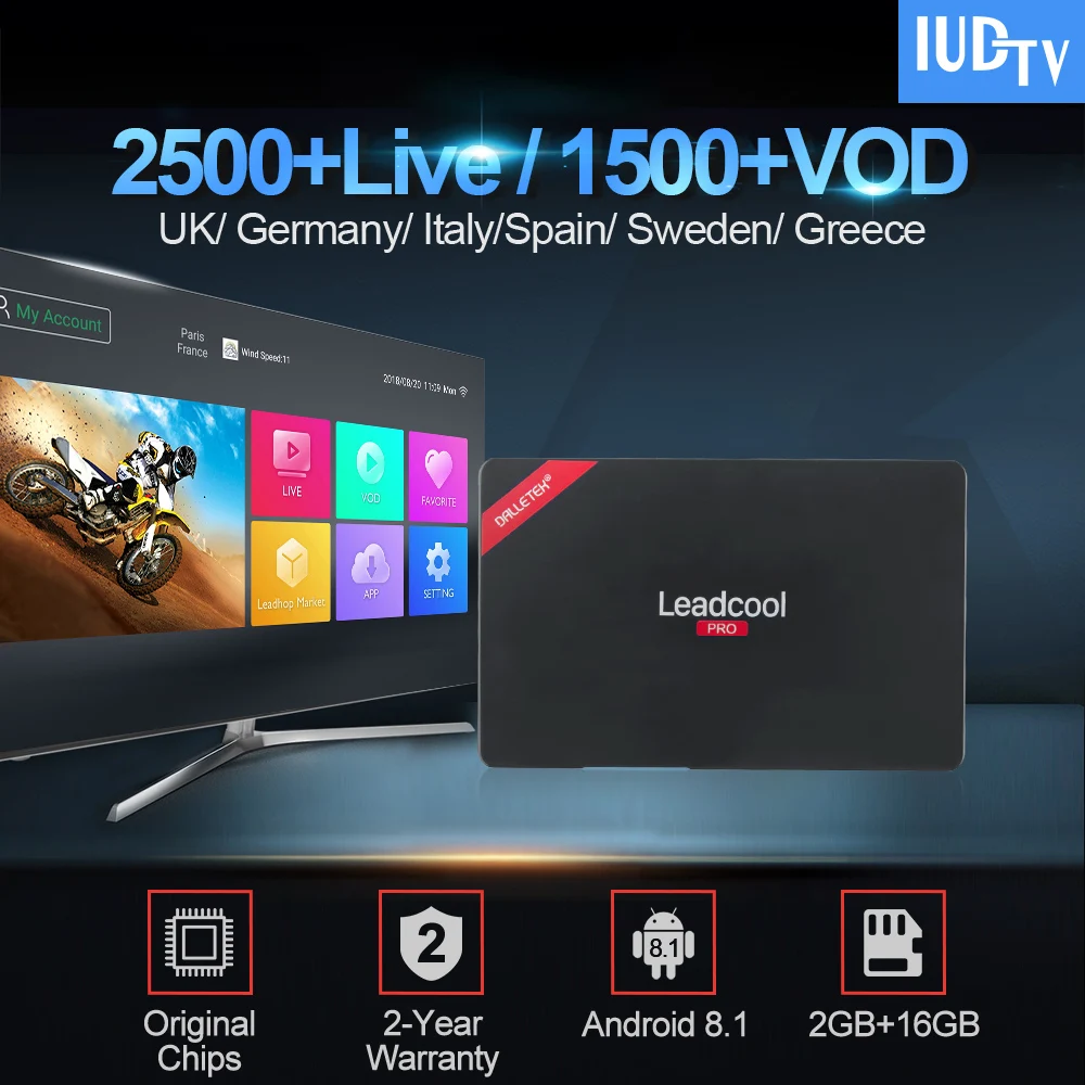 

Leadcool Pro TV Box RK3229 With 1 Year IUDTV Iptv Subscription Android 8.1 2GB 16GB France UK Germany Spain Italy Sweden IPTV