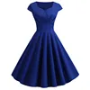 112834-9724a0.jpg Femmes Robe d'été couleur unie rétro Vintage années 50 60 décontracté fête bureau Robe Rockabilly robes robes