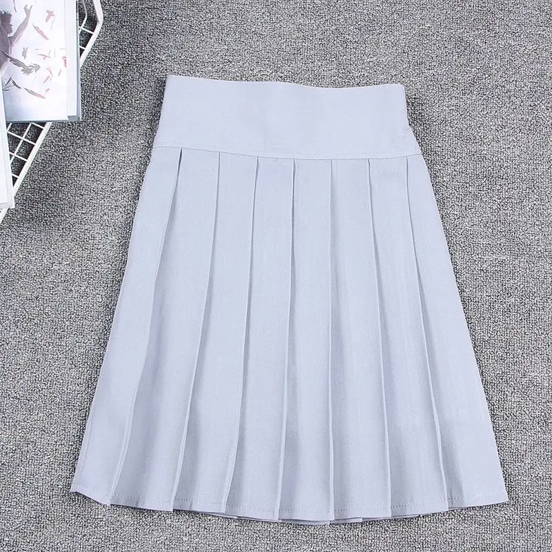 Harajuku Для женщин летние CS JK школьная форма Мори девочки Японский Элегантный дизайн эластичные Высокая Талия одноцветное Цвет плиссированные короткая юбка