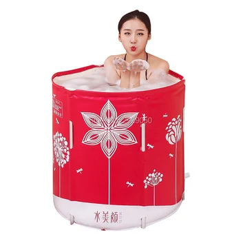 

Shui mei yan folding bathtub, leather pattern alloy stent free inflatable tub