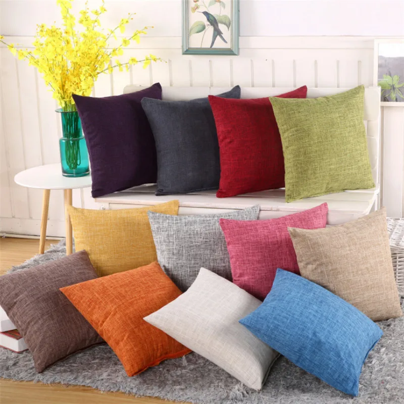30x50 см/40x40 см/45x45 см простая однотонная хлопковая льняная декоративная подушка для дивана, наволочка, домашний декор