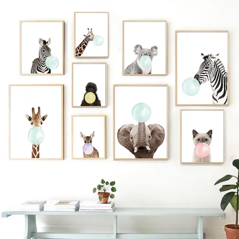 COLORFULBOY-Modern-Kawaii-Animals-Baby-Dream-Quotes-Canvas-Painting-For-Kids-Room-Nursery-Wall-Art-Print