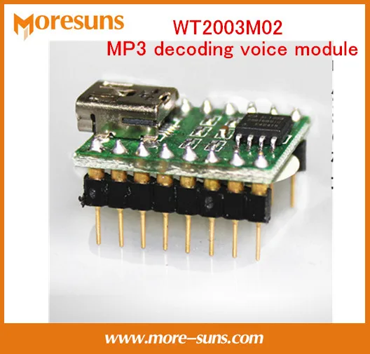 

Free Ship 5pcs USB Download FLASH storage WT2003M02 button serial port control  MP3 decoding  voice module Music IC MP3 Module