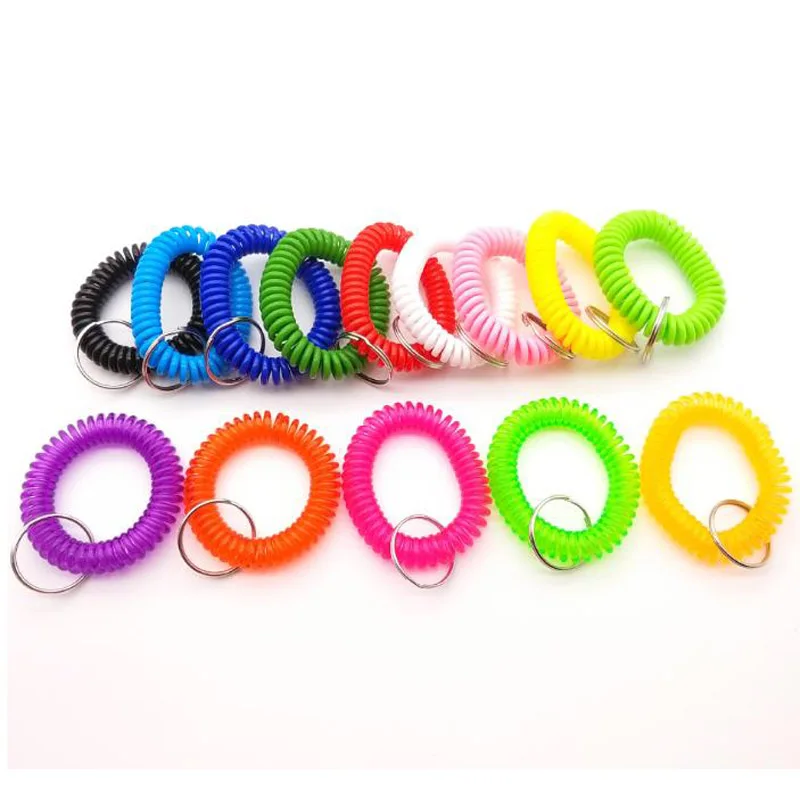

Colorful Telephone Line O Key Chain Custom Circle Cute Keychain Wristlet Wholesale Women Girl Key Ring Wrist Strap for Women
