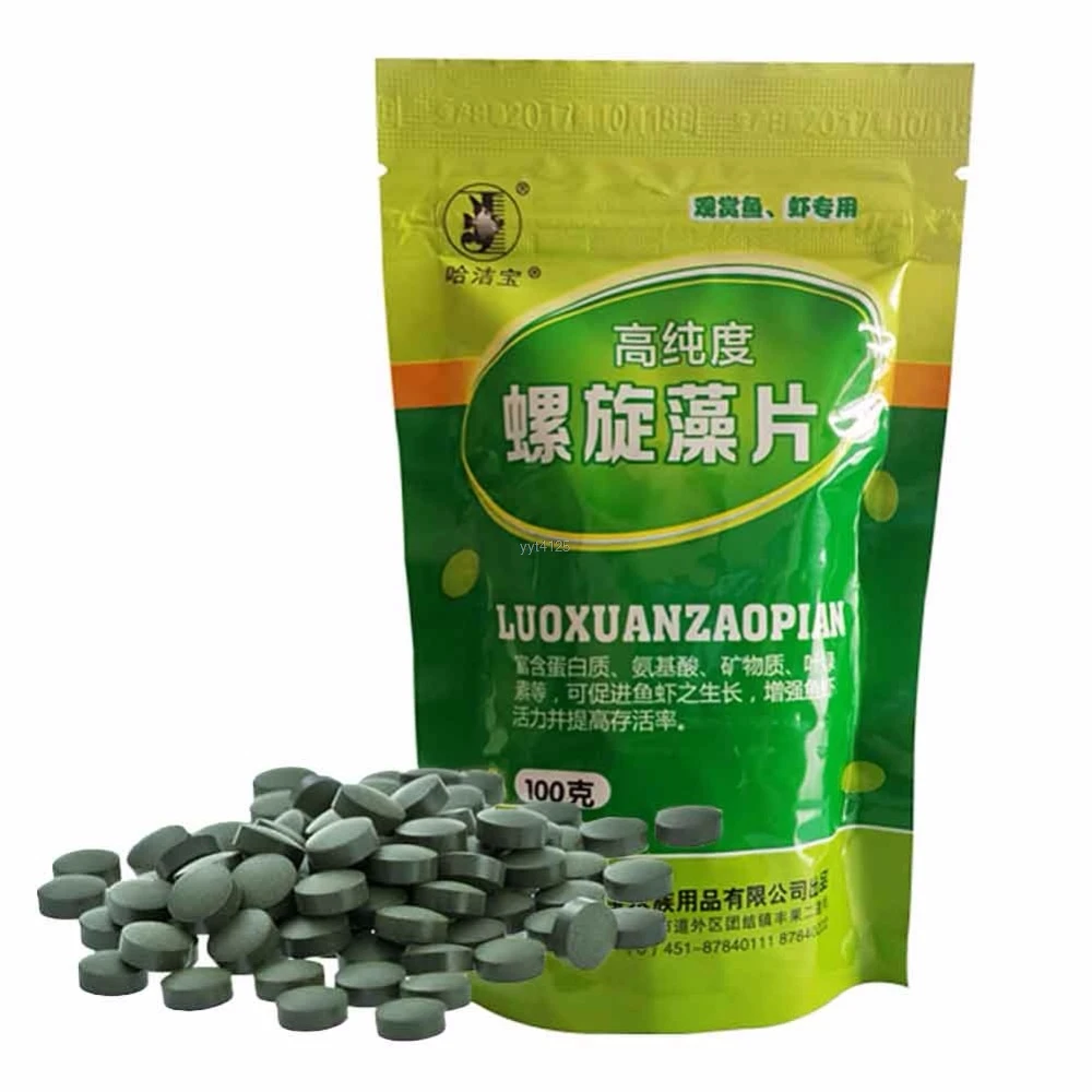 

OOTDTY 100g Spirulina Veggie Algae Wafers Tablets Catfish Tropical Bulk Fish Food Feed