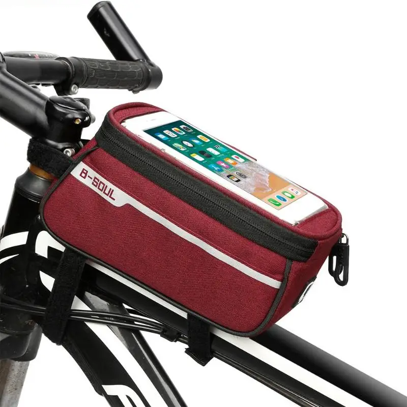

Waterproof MTB Road Bike Front Tube Bag 6 Inch Phone Touch Screen Saddle Bag PU Bike Cycling Beam Saddle Bag Bike Accessories