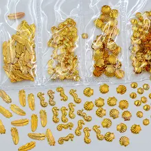 1 упаковка формы смешивания перо морские звезды Hippocampi Shell Улитка металлические шпильки дизайн ногтей Стразы Самоцветы украшения DIY салон Совет 3