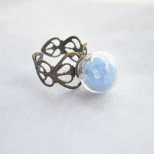 Piedra azul Bola De Cristal Corazón Luminous Glow In The Dark Anillos de Boda Para Las Mujeres de tamaño variable Joyería Fresca Vintage Charms Retro Boho