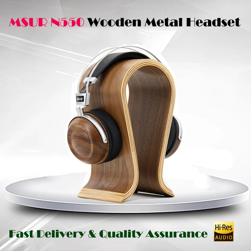 

MSUR N550 Wooden Metal Headset HIFI Music Sport Headphone Portable Lossless Headband Earphone Beryllium Alloy Driver and Leather