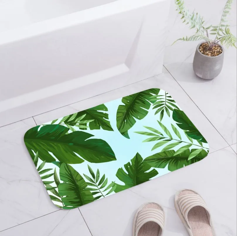 

Carpet Mat Leaves Print Asorbent Kitchen Floor Square Carpet Non-slip Area Rug For Bedroom Bedside Mats tapis nordique #15