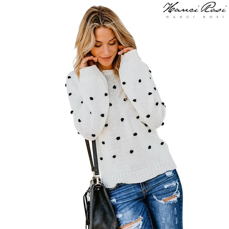 HANCI ROSI/осенний женский корейский свитер в горошек стильный пуловер Mujer Dames Kleding