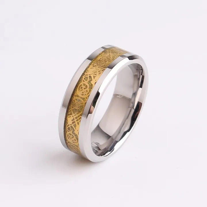 Винтажное кольцо на День святого Валентина с китайским драконом, стальное Золотое кольцо для мужчин, обручальное кольцо, новое кольцо в стиле панк