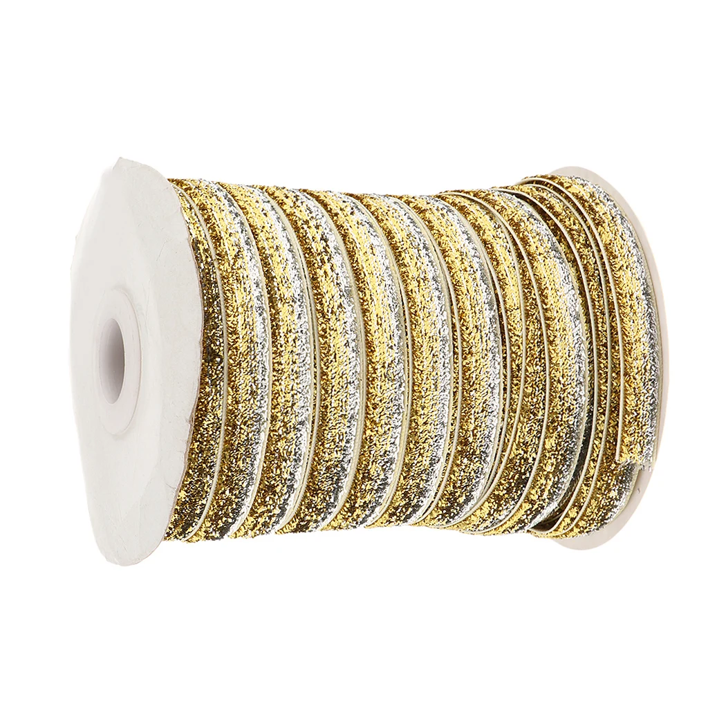 45m/Roll 10mm Metallic Glitter Velvet Ribbon Craft Ribbon Headband Clips Bow Wedding Party Decoration Gift Packaging Materials