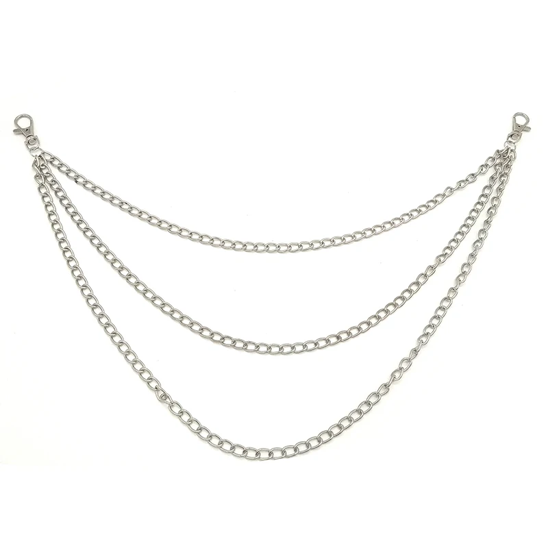 Tres hebras Biker Link llavero Jean billetera Cadena 3 capas cintura llaveros Punk gancho llavero Pantalones Pantalón cinturón llavero