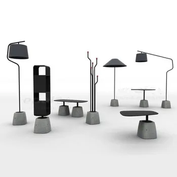 

Nordic Modern Cement Base LED Fabric Floor Lamps Bedroom Living Room Bed Front Lights Iron Building Standing Lamps Fixtures
