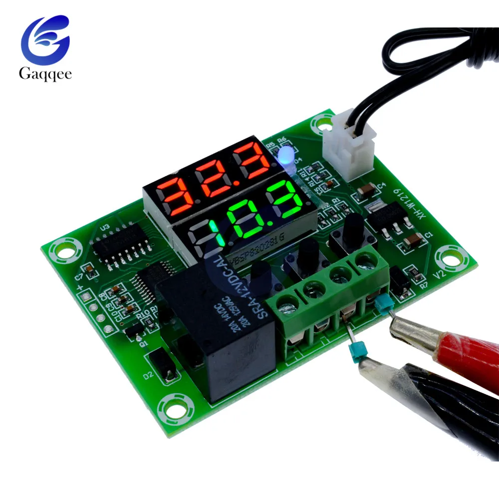 

W1219 DC 12V Thermostat Relay Dual LED Digital Temperature Regulator Switch Controller Waterproof NTC Temperature Sensor Probe