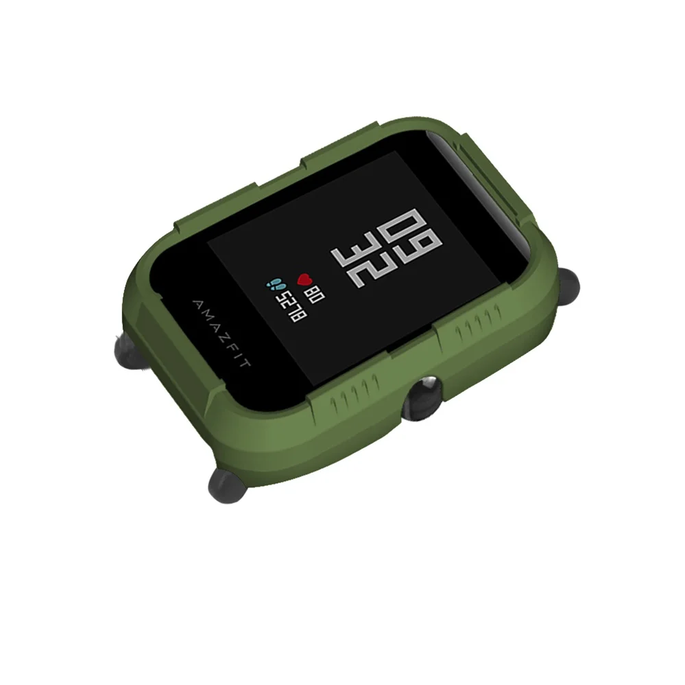 Чехол из поликарбоната для Huami Amazfit Bip чехол протектор для Xiaomi Amazfit Bip Молодежные умные часы Аксессуары Защитный Корпус рамка рукав - Цвет: Dark green