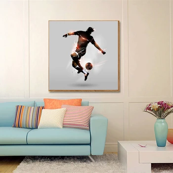 

Cartoon Poster Art Print Football Player Hat-trick Soccer Artwork Sport Wall Art Canvas Painting for Room Home Wall Decor Custom