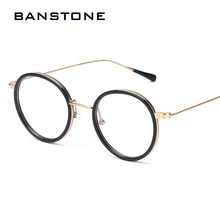 BANSTONE Модный Круглый в винтажном и ретро стиле TR90 металлическая прямая оправа, очки, очки в оправе очки Oculos De Grau