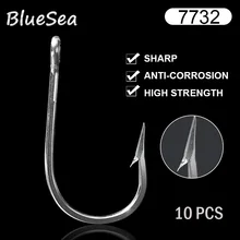 BlueSea 10 шт./упак. 7732 из нержавеющей стали Акула Рыба рыболовные Крючки рыболовные крючки морская большая игра J Тип большие рыболовные крючки