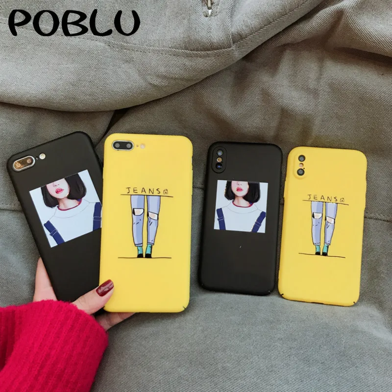POBLU для iphone X Мода Cool Girl чехол телефона 6 S 7 8 Plus задняя крышка забавные джинсы с