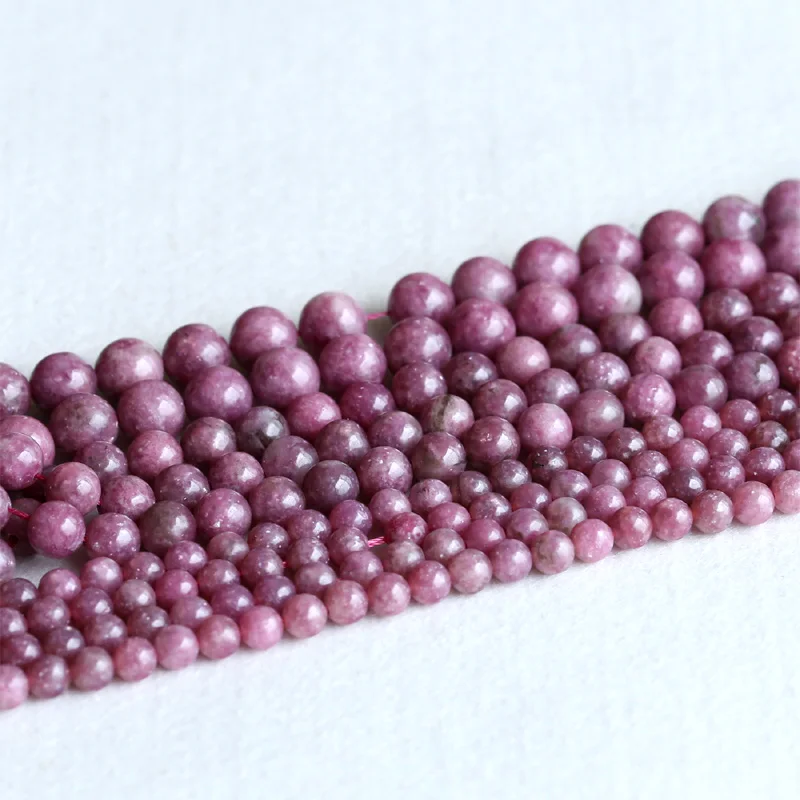 Natural Genuine Pink Purple Lepidolite Stone Round Loose Gemstone Stone