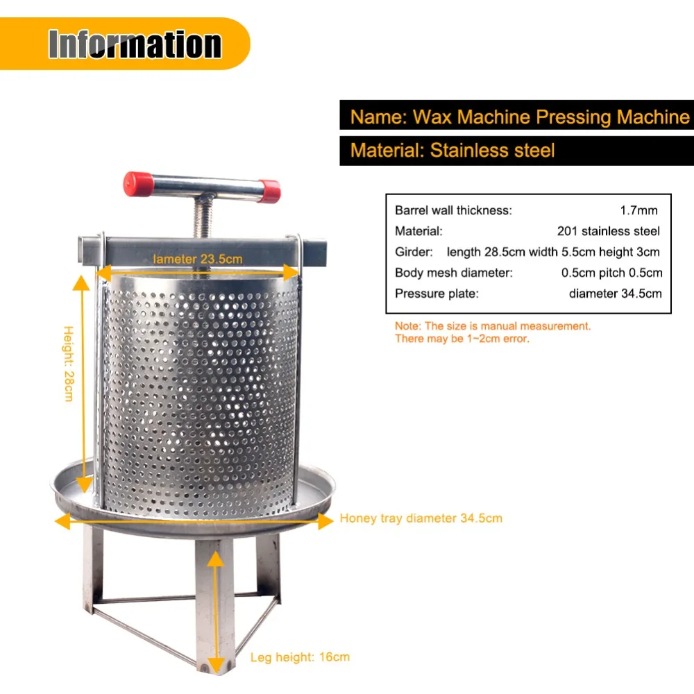 Нержавеющая сталь мед машина бытовая руководство мед пресс воск пресс пчеловодство инструмент