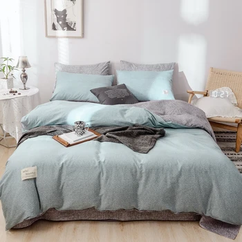 

Ultra Soft Breathable Duvet Cover Bed sheet 3/4Pcs King Queen Twin size Washed Cotton Polyester Bedding set Fitted sheet