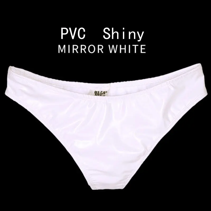 PVC Shiny White Размера плюс латекс блестящие с низкой посадкой трусики-стринги сексуальные стринги микро стринги Трусы-стринги Эротическое белье гладкой стринги одежда для сцены - Цвет: PVC Shiny White