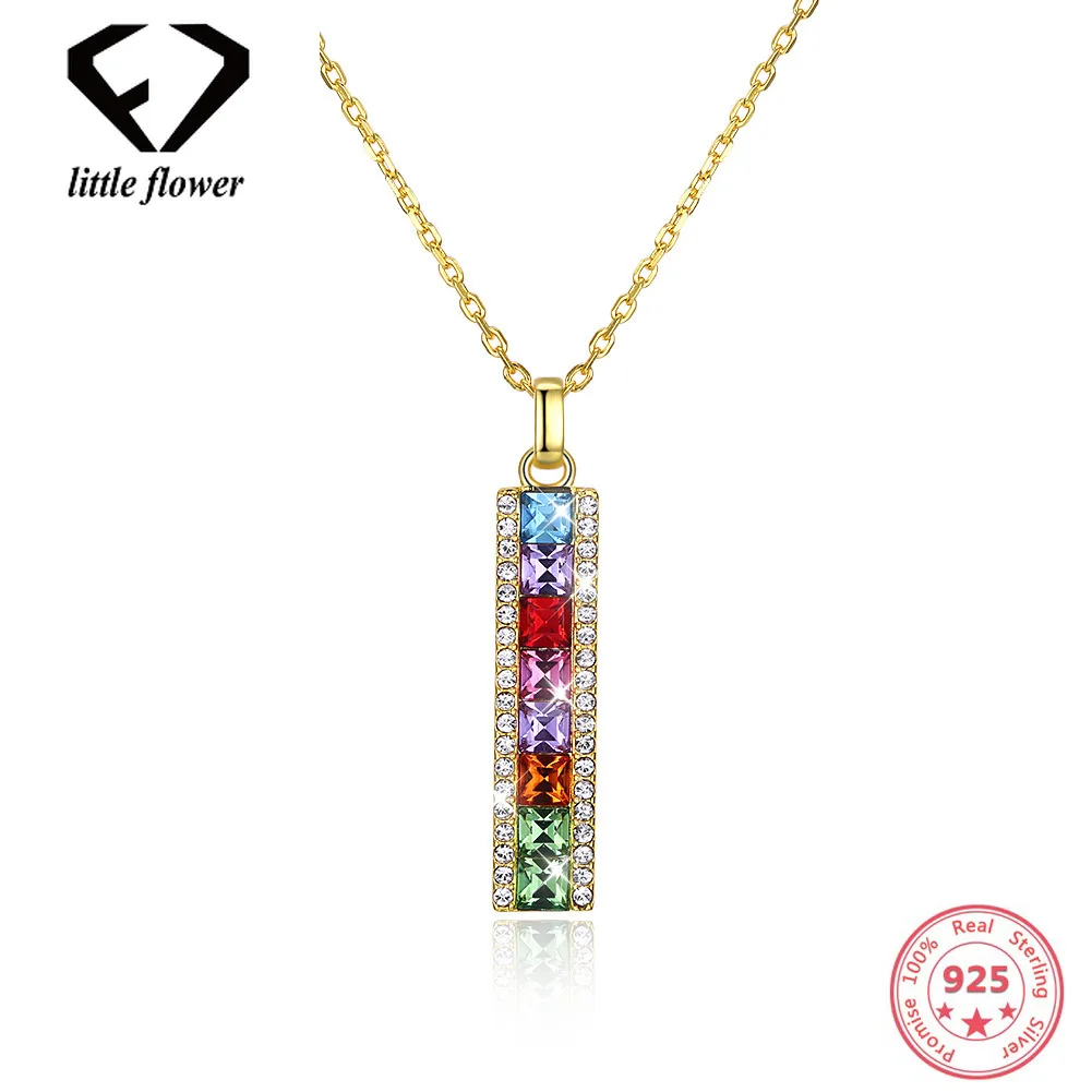 

Austria Elements Crystal Jewelry for Women Korean Style Sweet Pure Silver 925 Diamond Multi Colors Amethyst Pendant Necklace