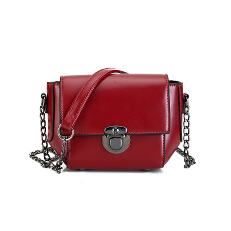 Fashion Women Vintage Messenger Bags Leather Chain Lock Catch Ladies